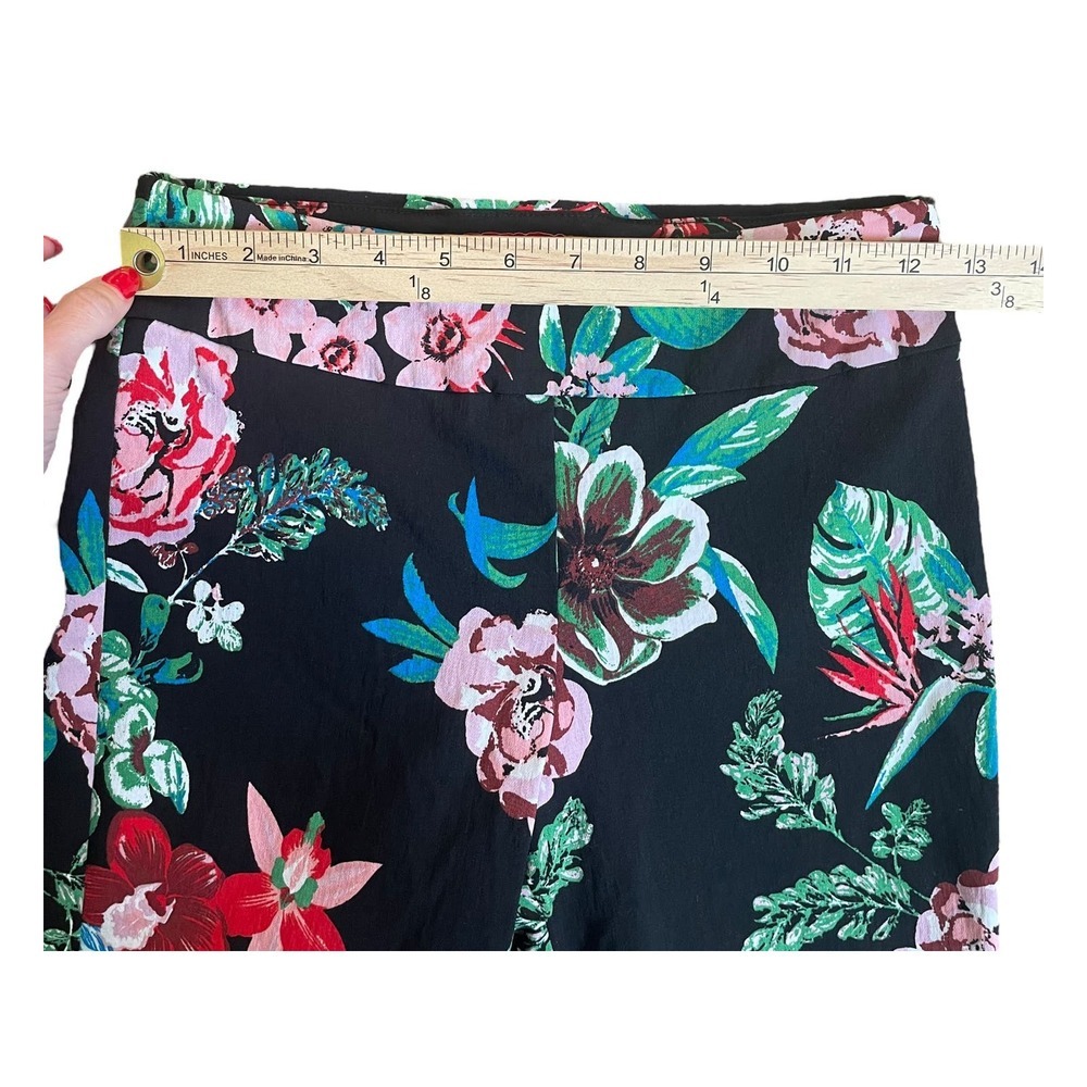 Krazy Larry Pant Women 4 Pull On Floral Stretch Slim Ankle Career Travel Comfort - Picture 6 of 8